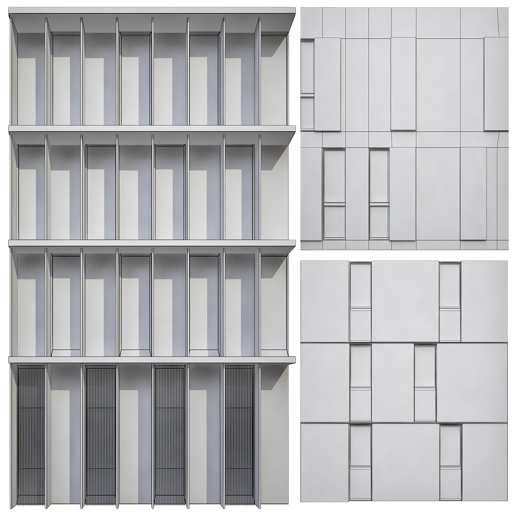 Facades of houses 3D model_3
