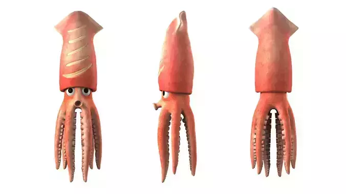 The grilled Squid rigged   3D model