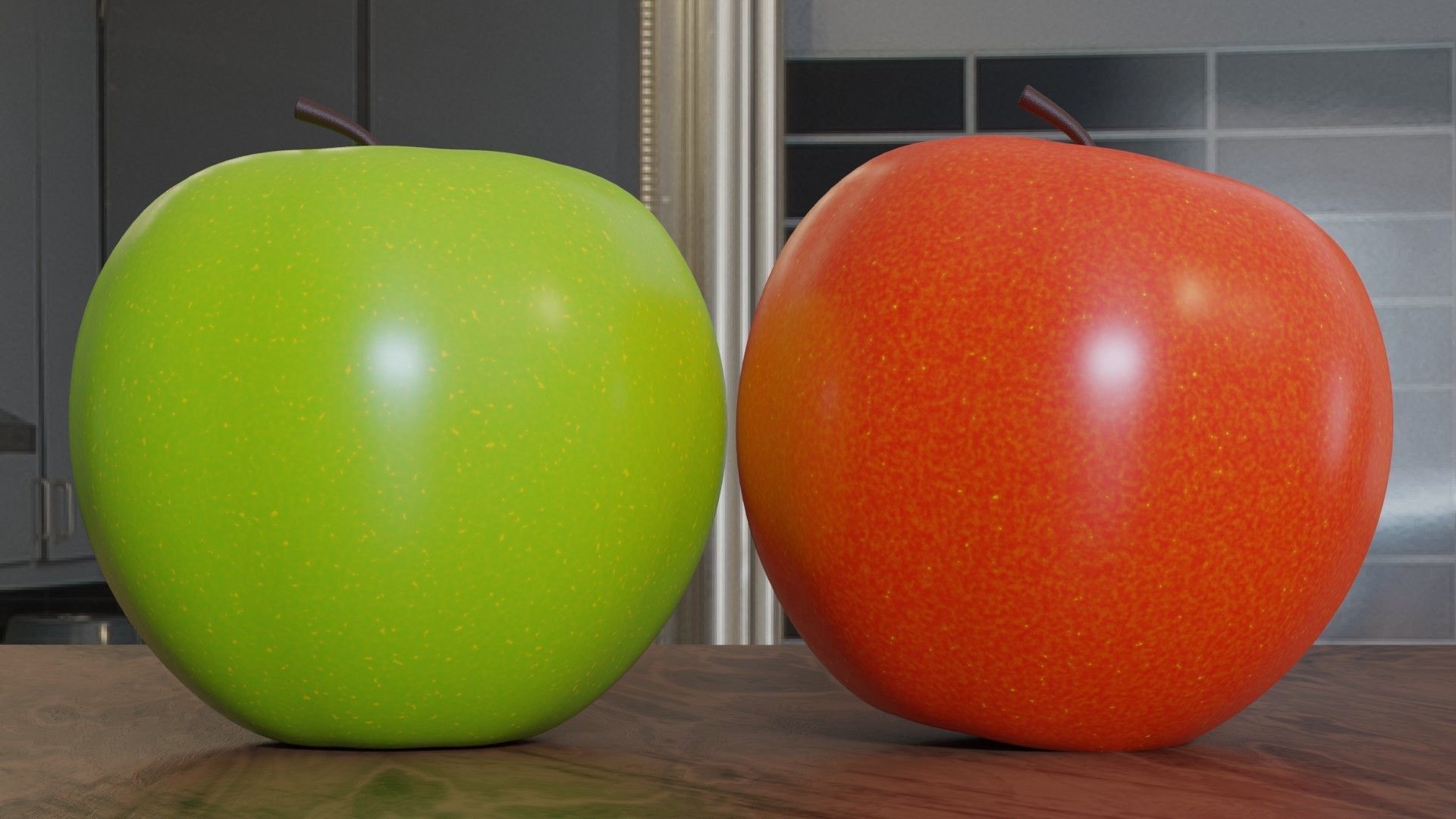 Red Apple and Green Apple  Low-poly 3D model_2