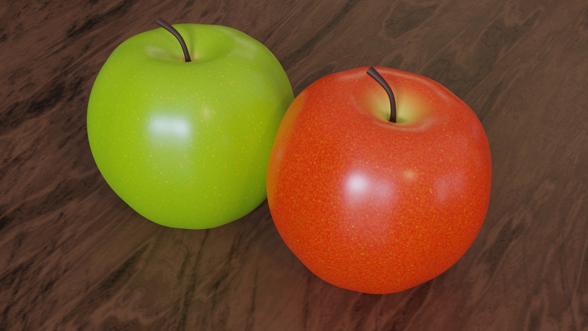 Red Apple and Green Apple  Low-poly 3D model_1