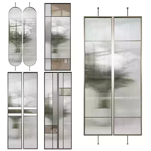 Partition pair of glass doors and mirror