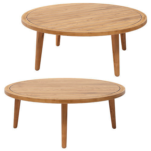 NOUMEA Round solid acacia garden side table 3D model