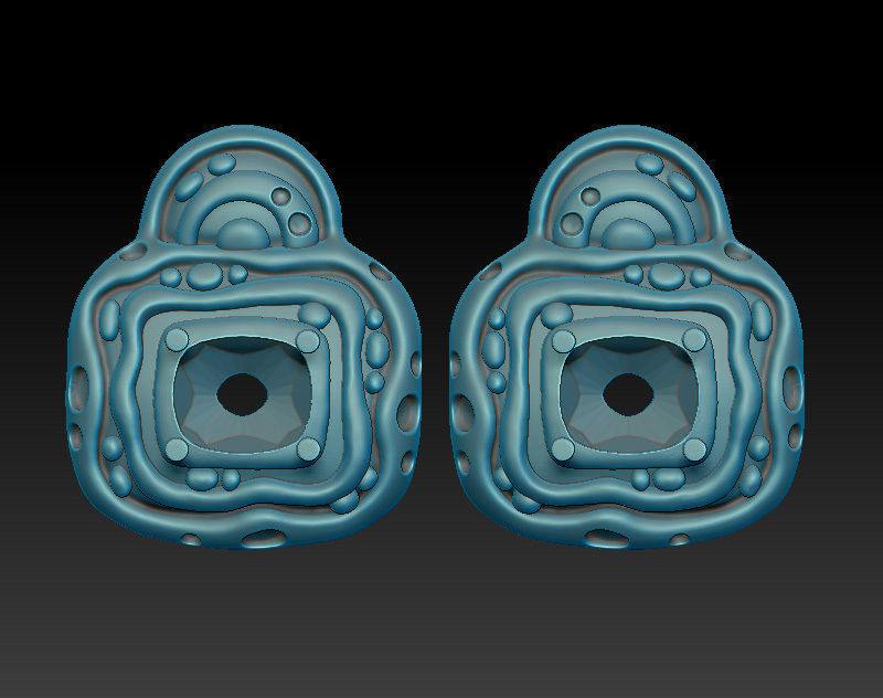 A set of latch-back earrings 3d models with stones for oxidizing 3D print model_13