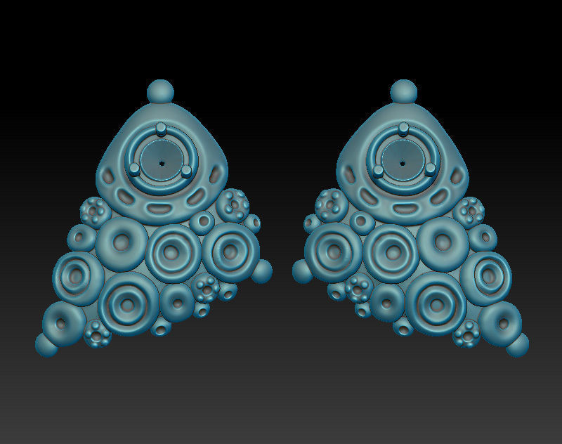 A set of latch-back earrings 3d models with stones for oxidizing 3D print model_1