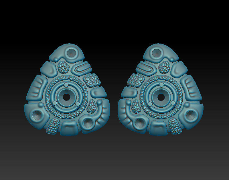 A set of latch-back earrings 3d models with stones for oxidizing 3D print model_9