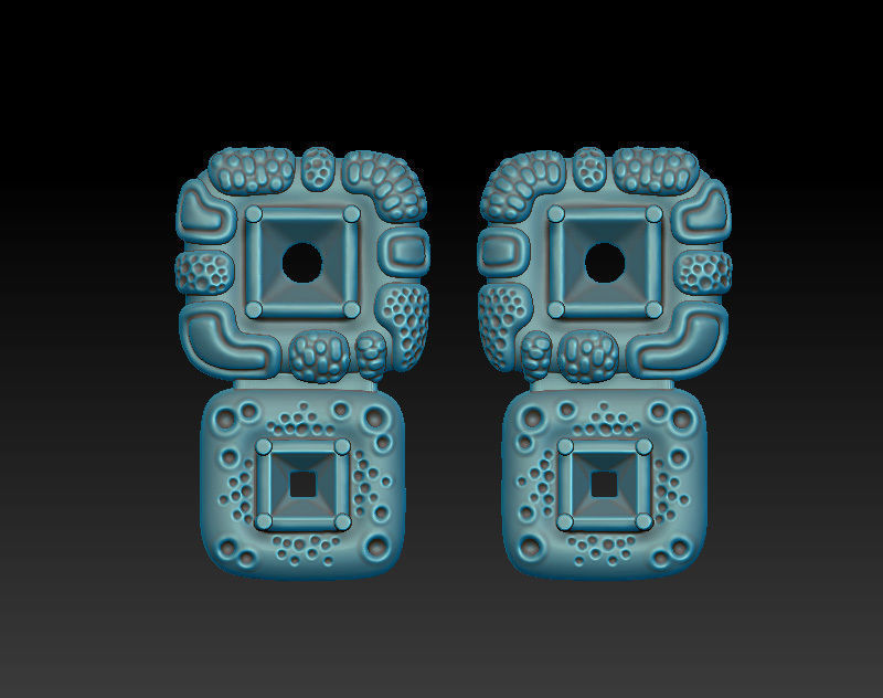 A set of latch-back earrings 3d models with stones for oxidizing 3D print model_3