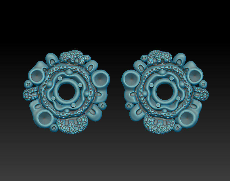 A set of latch-back earrings 3d models with stones for oxidizing 3D print model_7