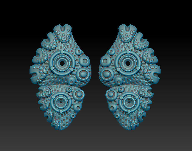 A set of latch-back earrings 3d models with stones for oxidizing 3D print model_15