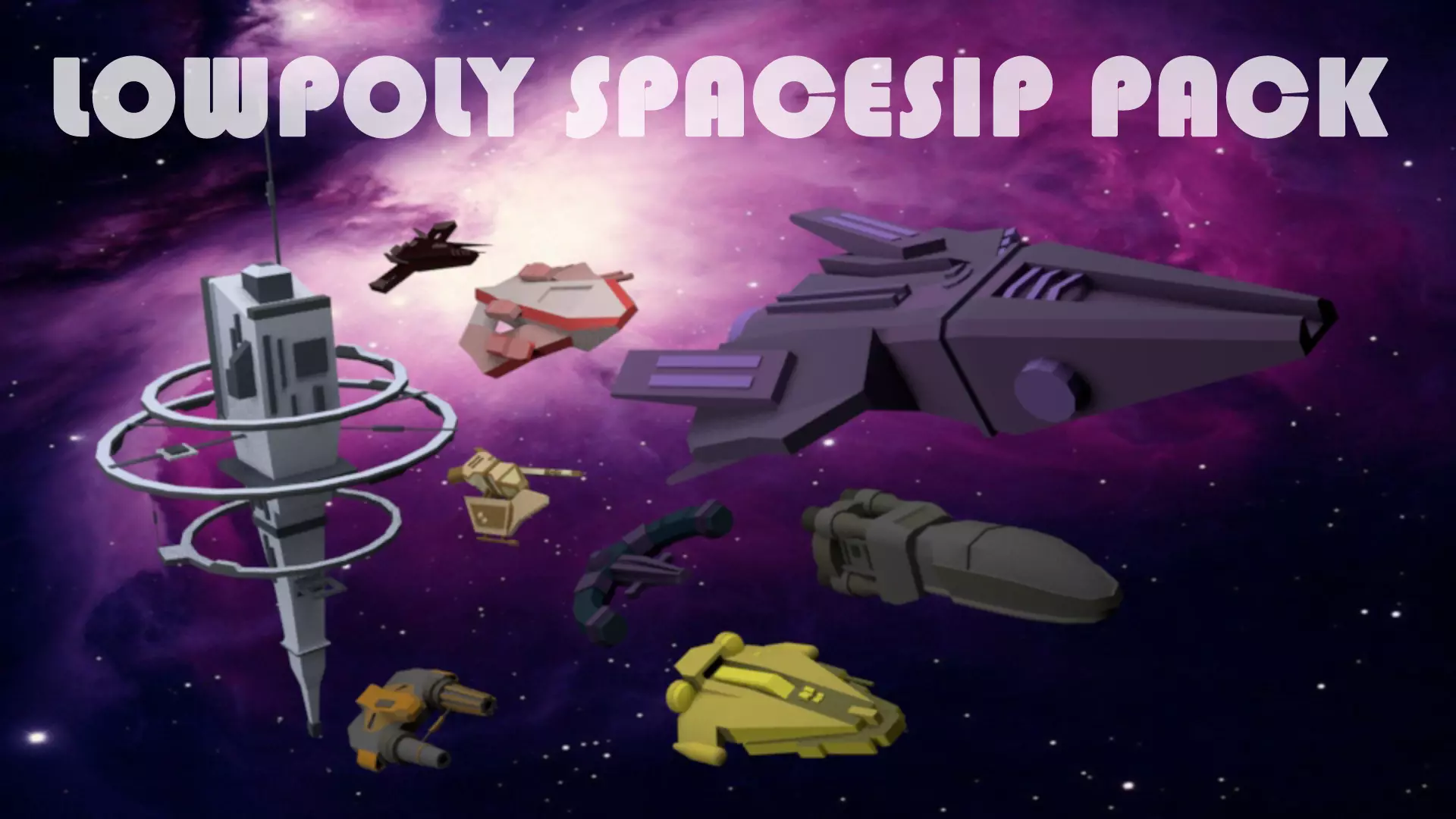 Lowpoly spaceship pack Free low-poly 3D model