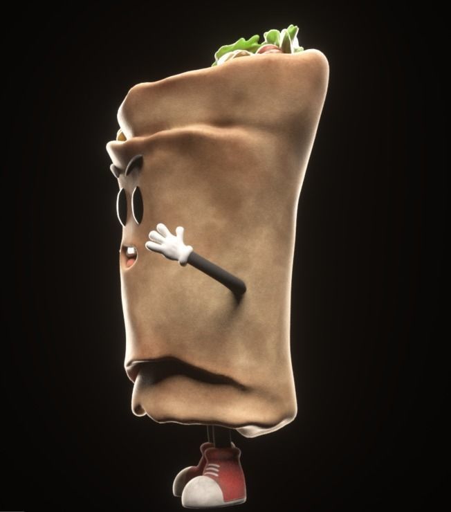  Stylized Cartoon Burrito Character 3D model_3