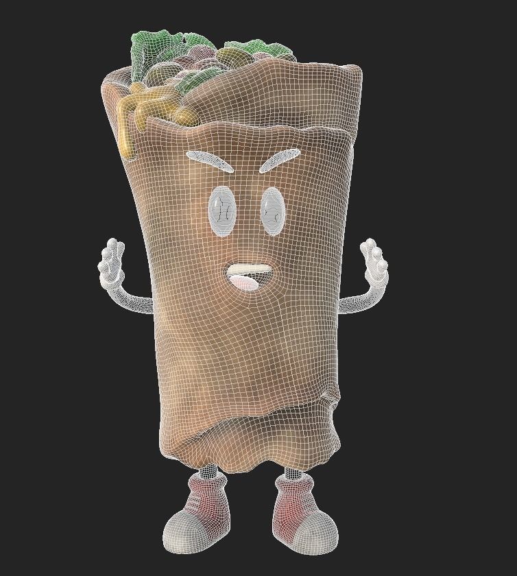  Stylized Cartoon Burrito Character 3D model_4