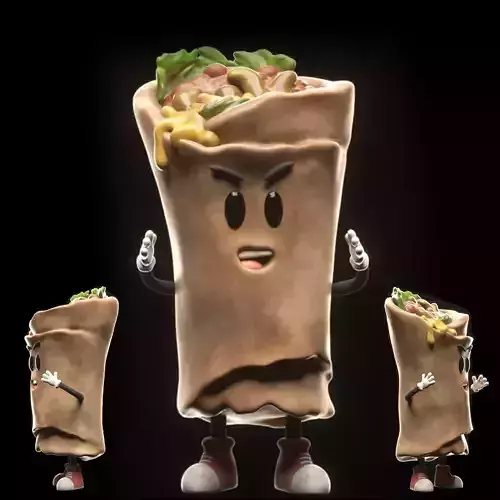  Stylized Cartoon Burrito Character 3D model