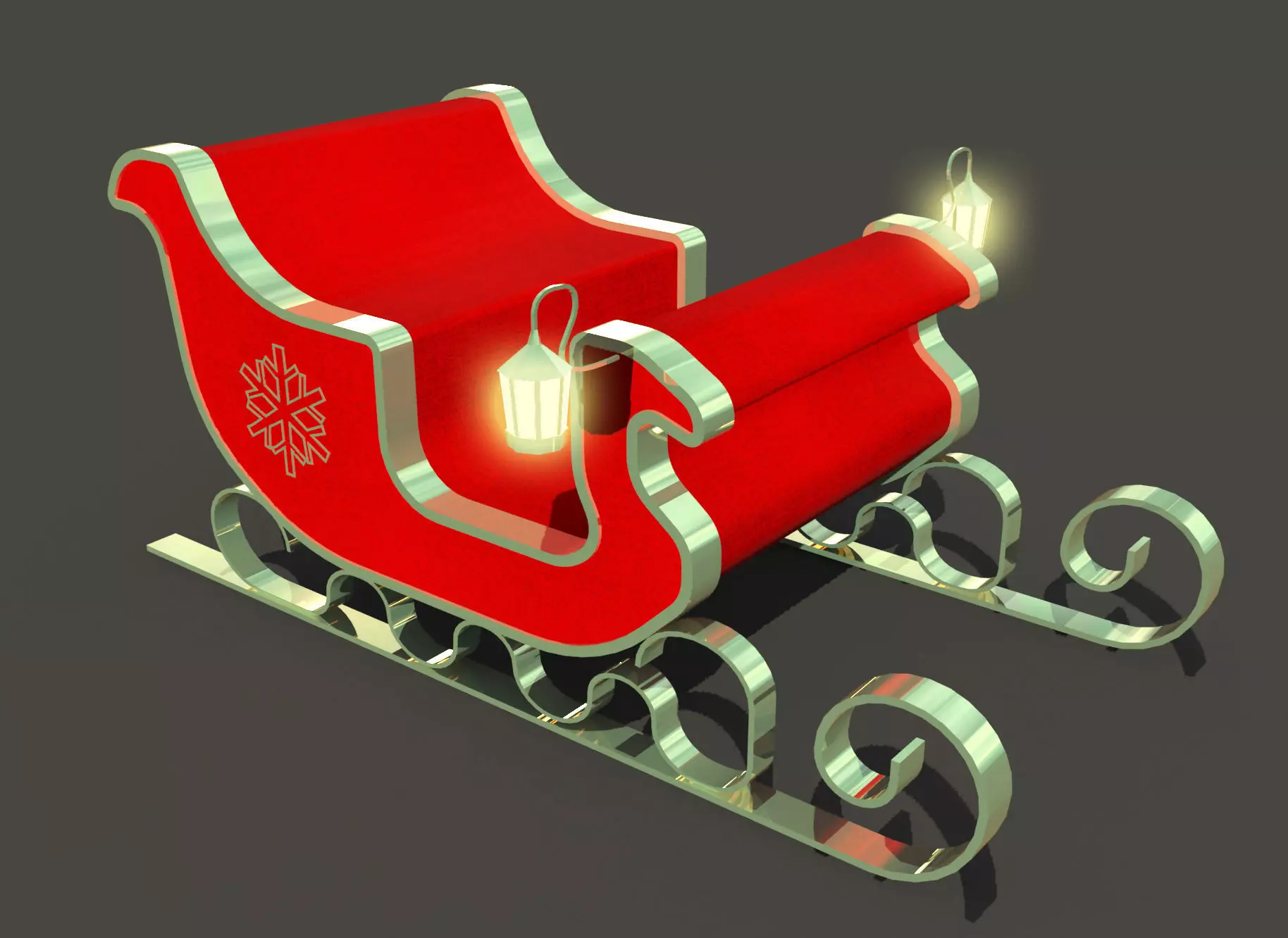 3D SNOW SLED CLAUS Low-poly 3D model