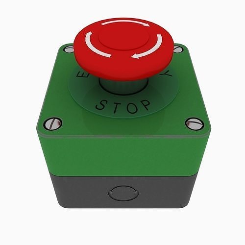 EMERGENCY PUSH BUTTON 3D Low-poly 3D model