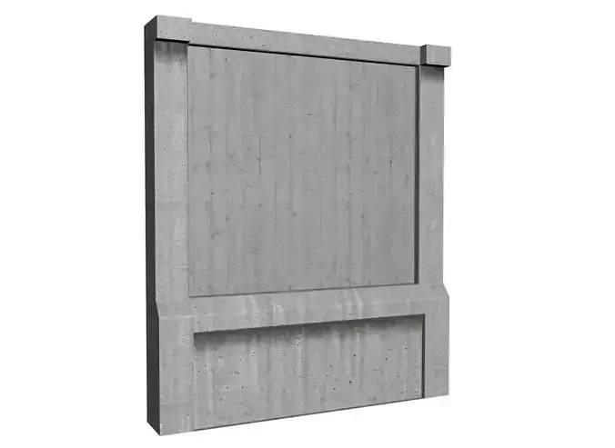 3D Game Ready Wall concrete with wooden frame Low-poly 3D model