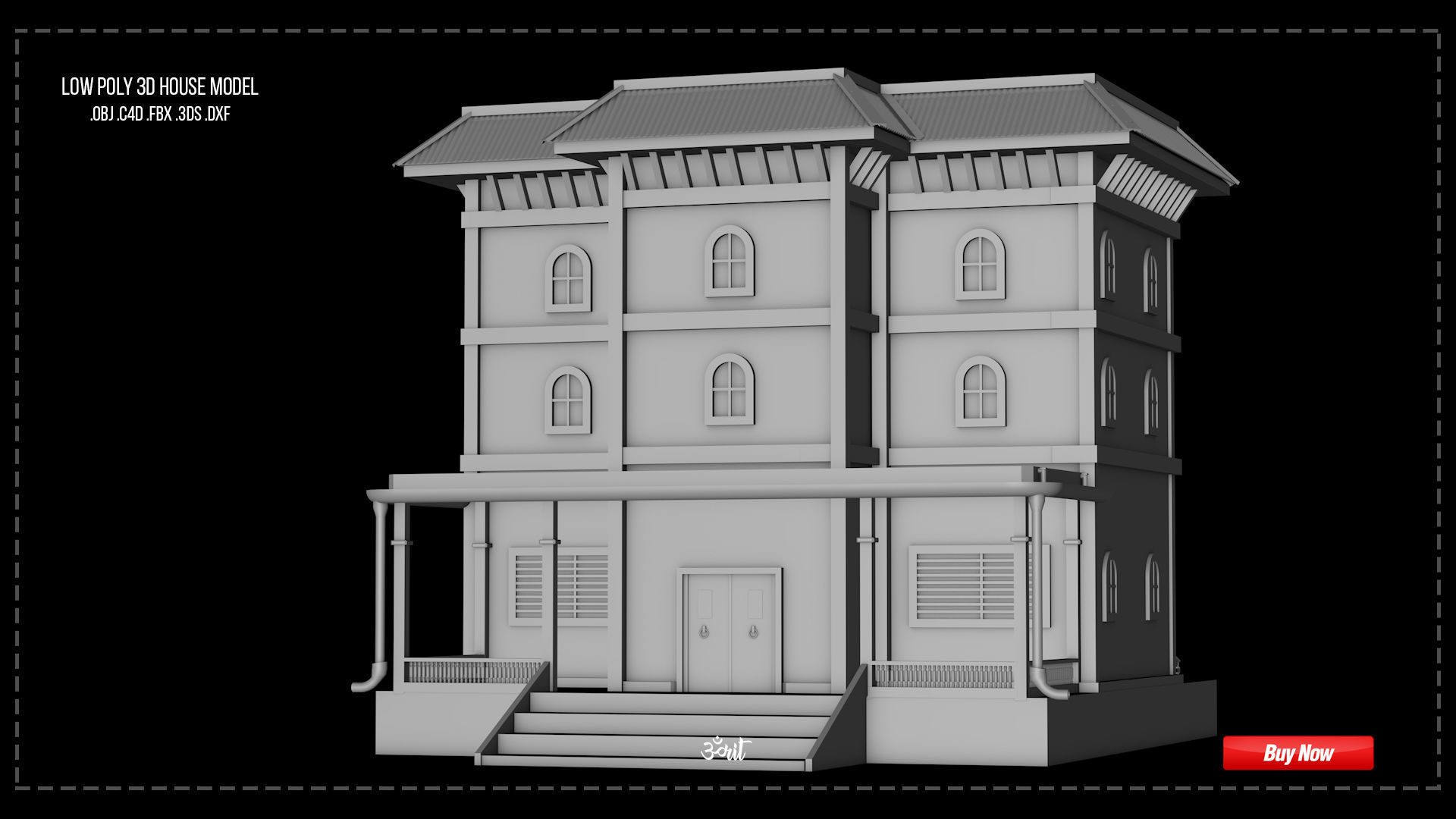 Nepali Architecture House 3D Model 3D model_3