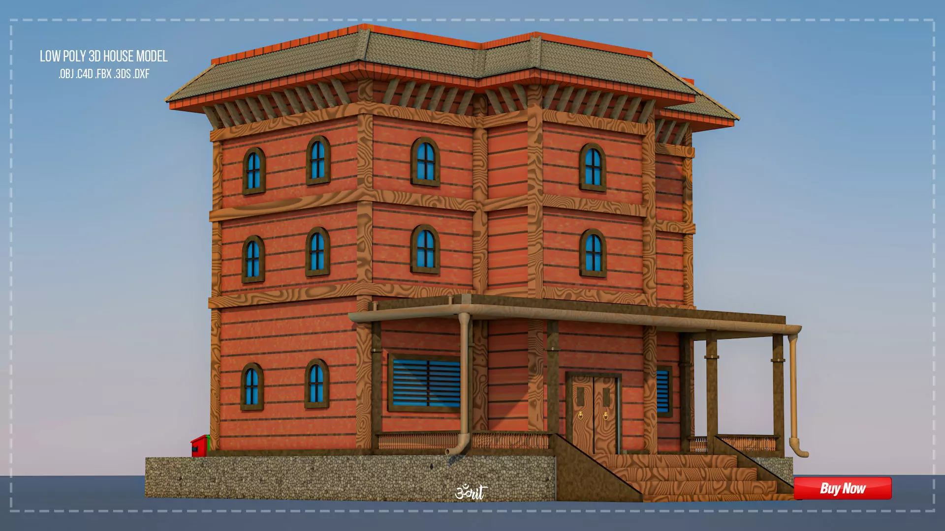 Nepali Architecture House 3D Model 3D model_0