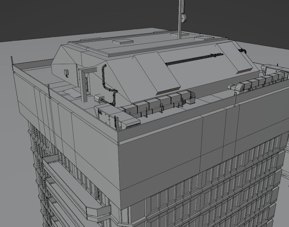 Skyscraper cascade with balconies and interior in 3 variant Low-poly 3D model_15