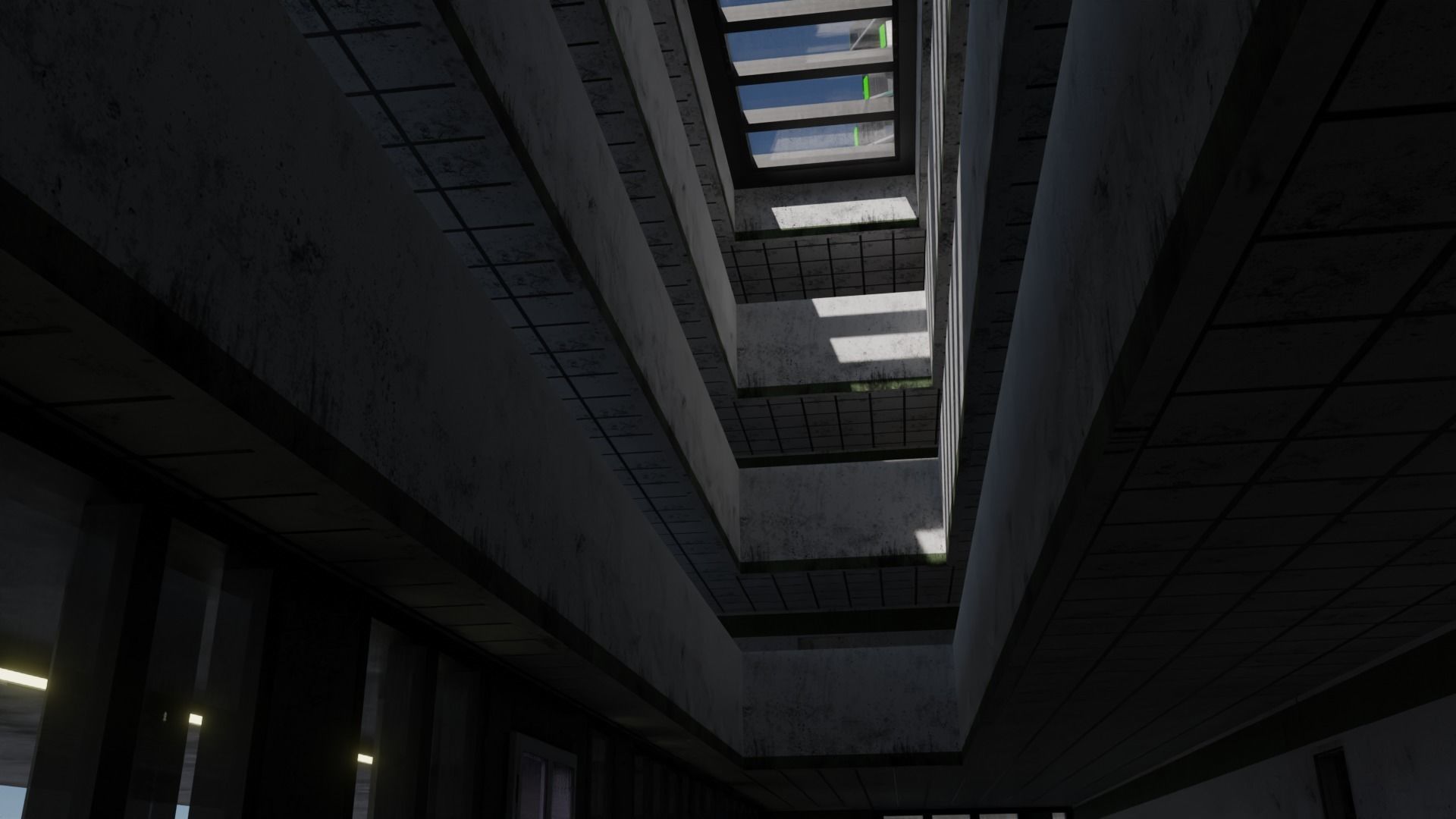 Skyscraper cascade with balconies and interior in 3 variant Low-poly 3D model_2