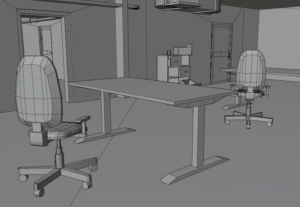Skyscraper cascade with balconies and interior in 3 variant Low-poly 3D model_16