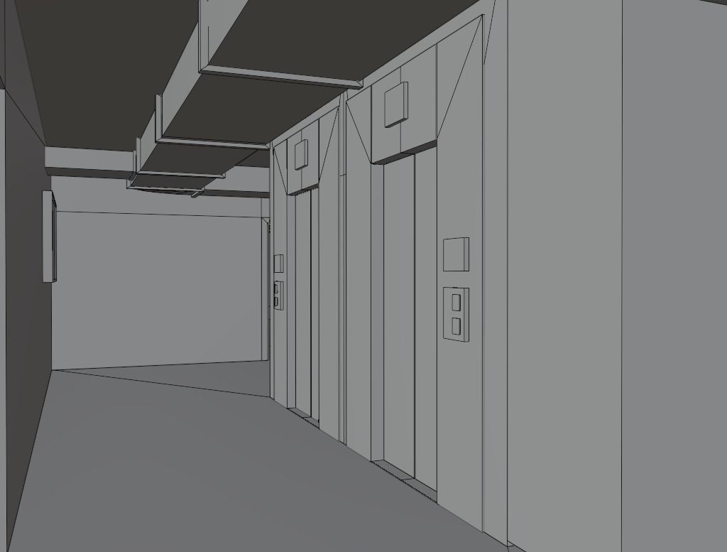 Skyscraper cascade with balconies and interior in 3 variant Low-poly 3D model_17