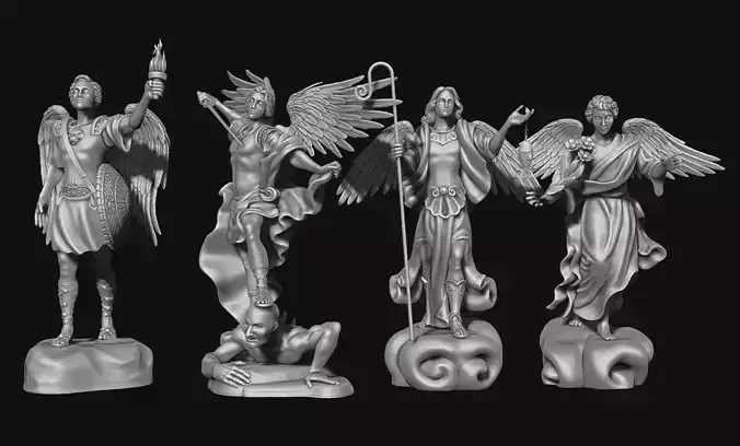 The Four Archangels - CNC Rounting - Wood - Stone - Metal  3D print model