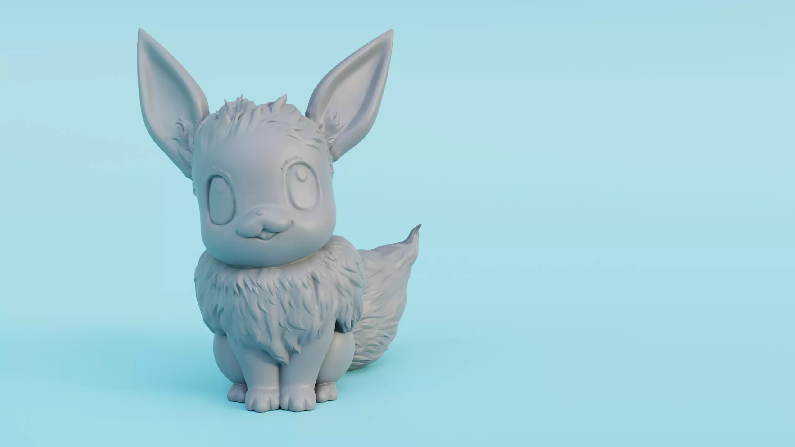 Male Eevee with floofy hair 3D print model_0