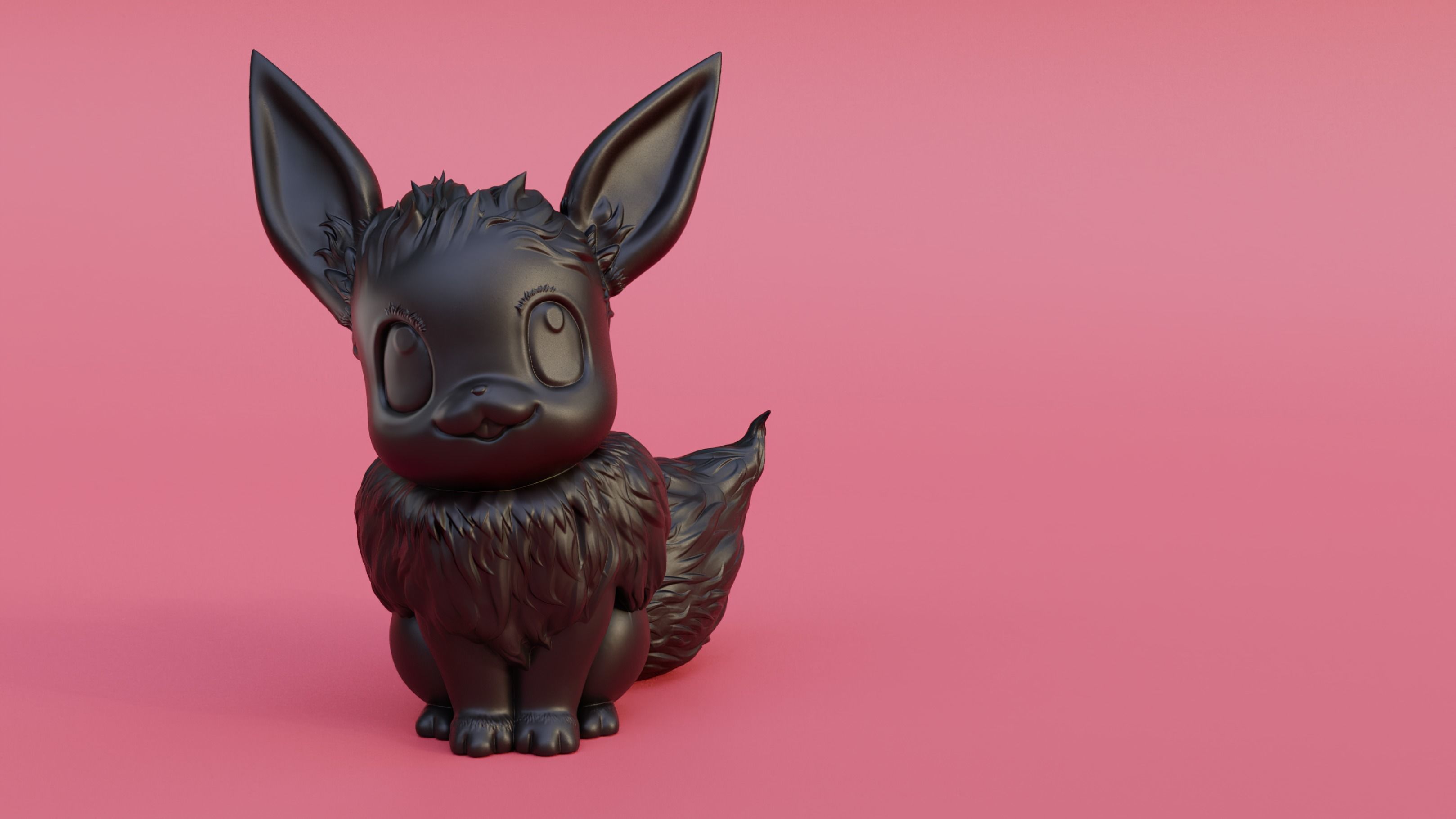 Male Eevee with floofy hair 3D print model_4