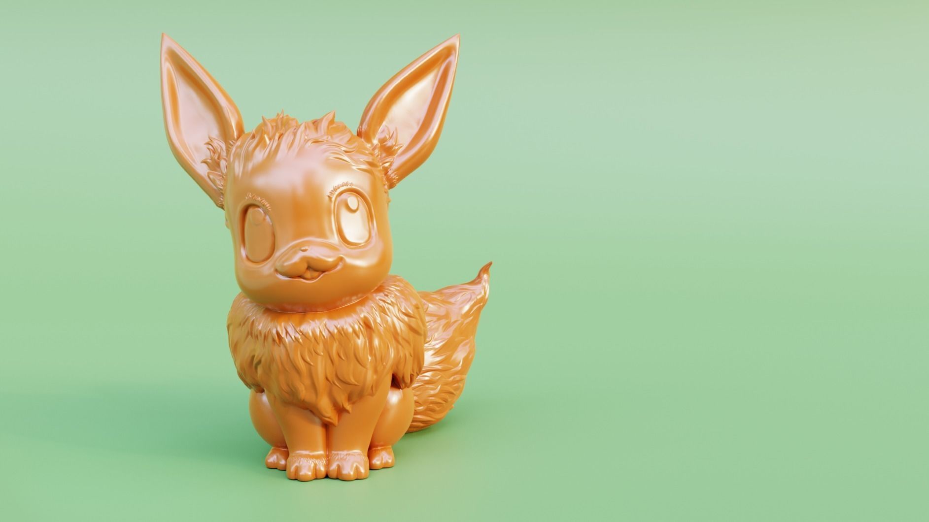 Male Eevee with floofy hair 3D print model_2