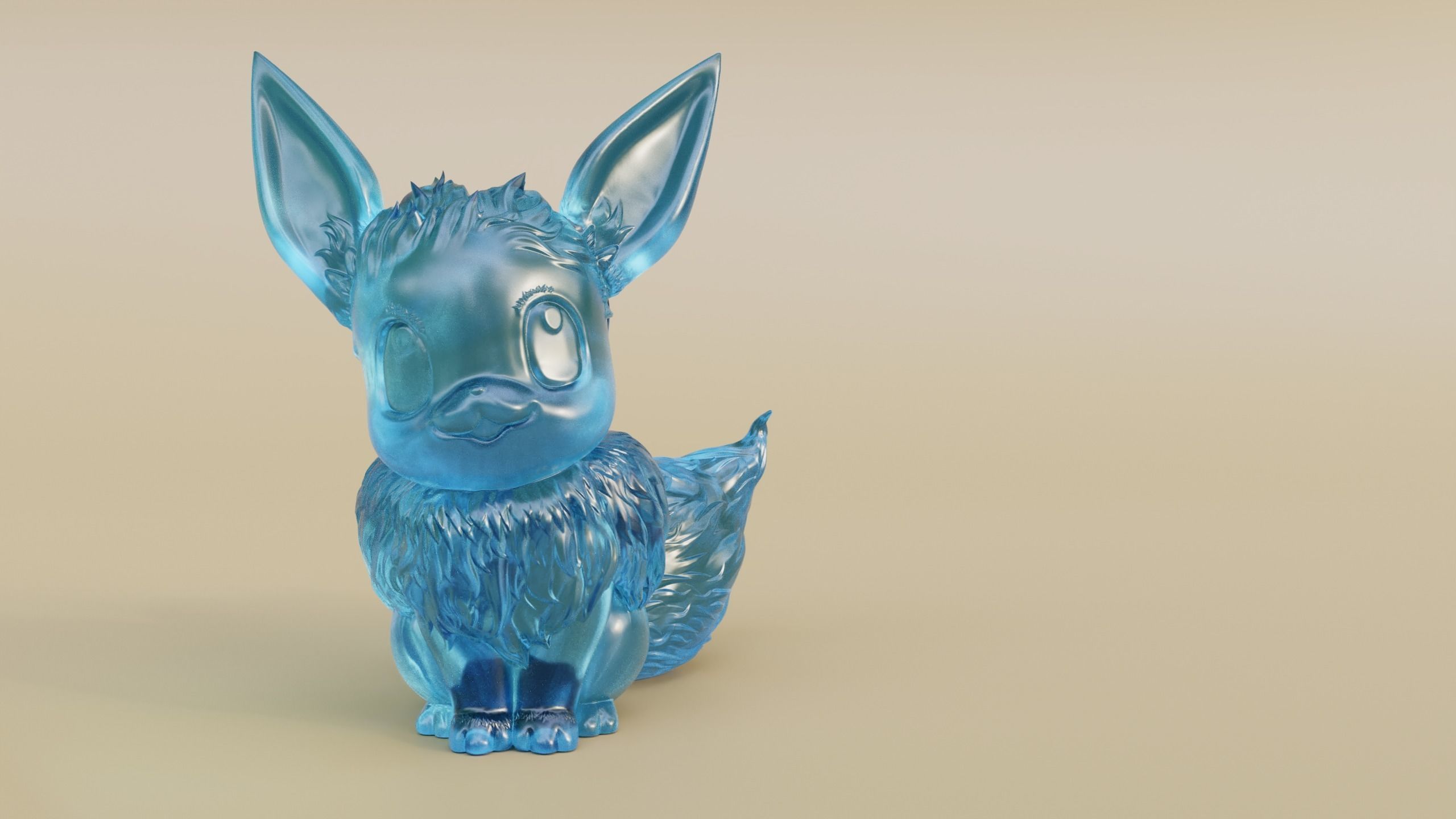Male Eevee with floofy hair 3D print model_3