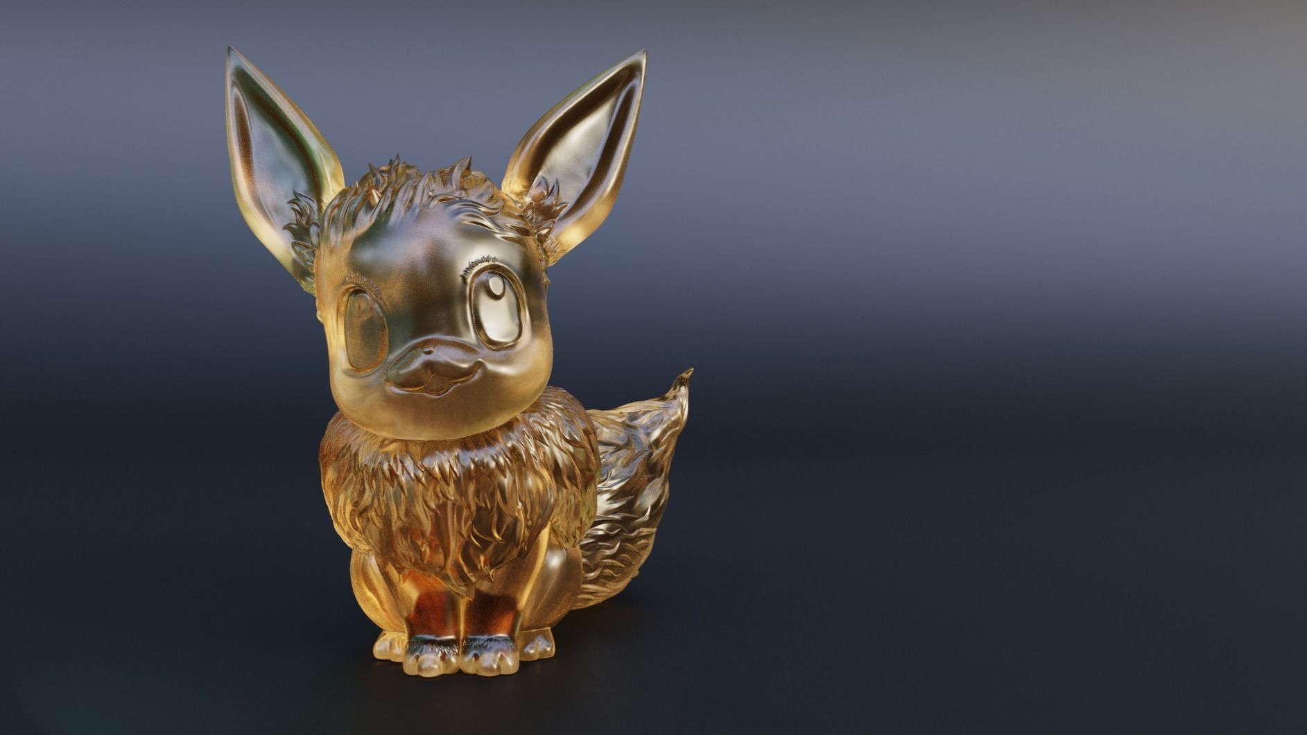 Male Eevee with floofy hair 3D print model_6