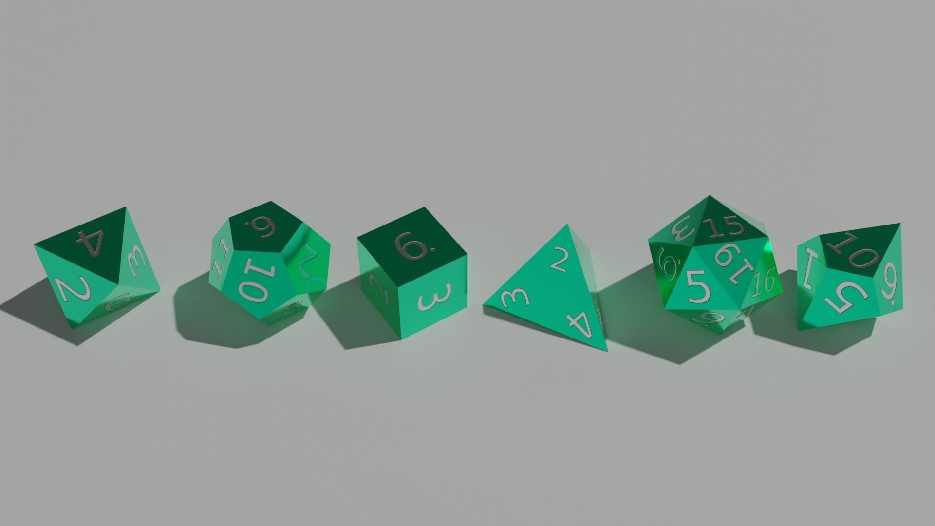 Teal Metal Dice Set Low-poly 3D model_3