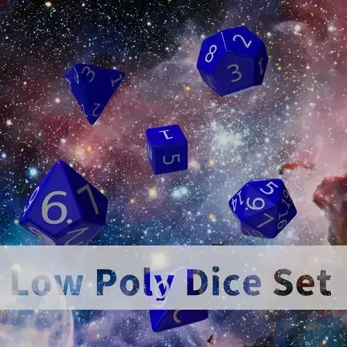 Deep Blue Plastic Dice Set Low-poly 3D model