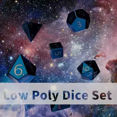 Blue Metal Dice Set Low-poly 3D model