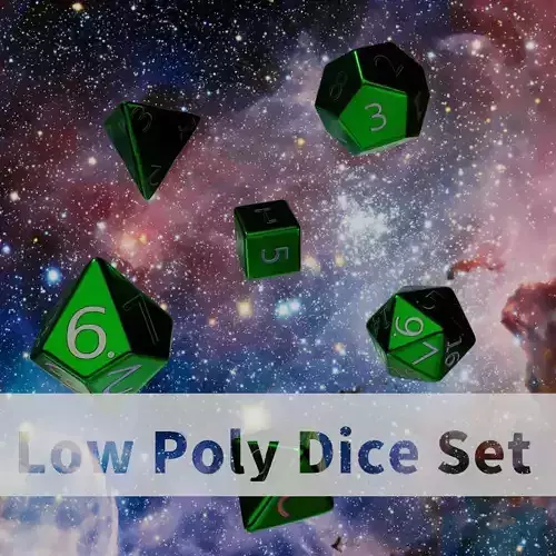 Green Metal Dice Set Low-poly 3D model