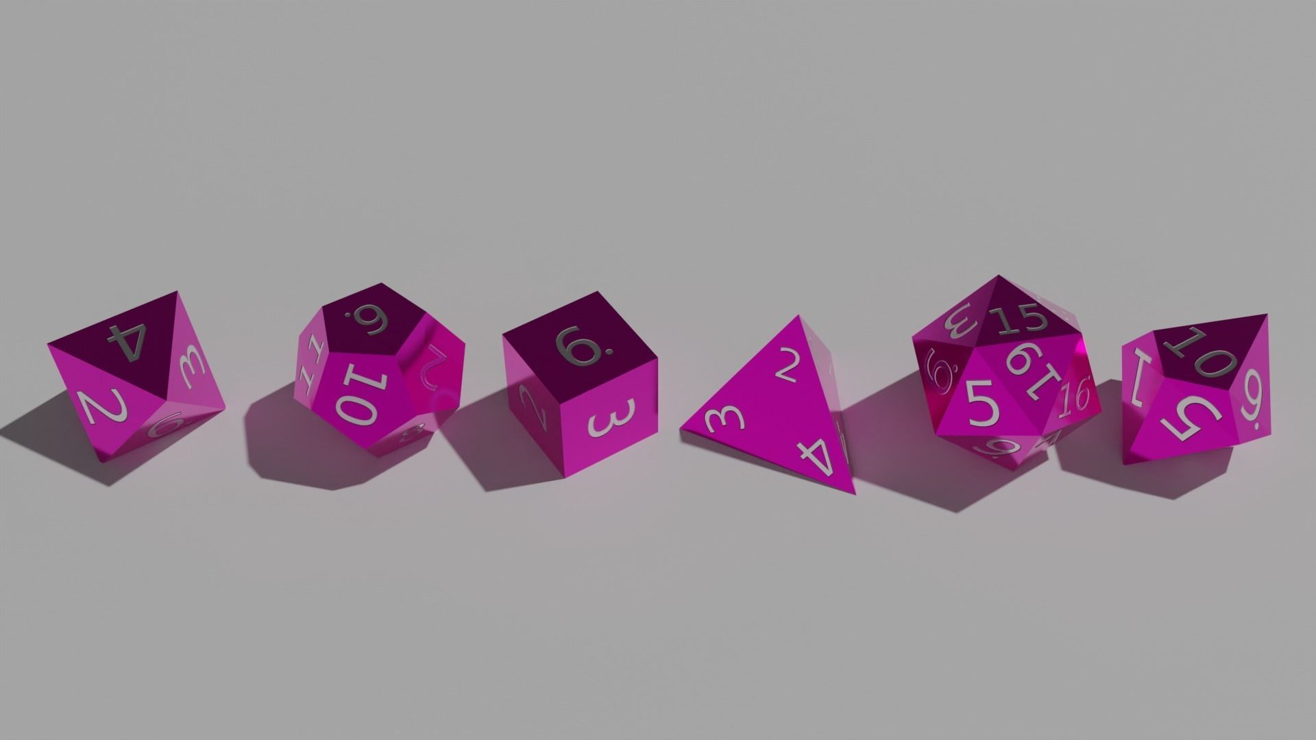 Pink Metal Dice Set Low-poly 3D model_3