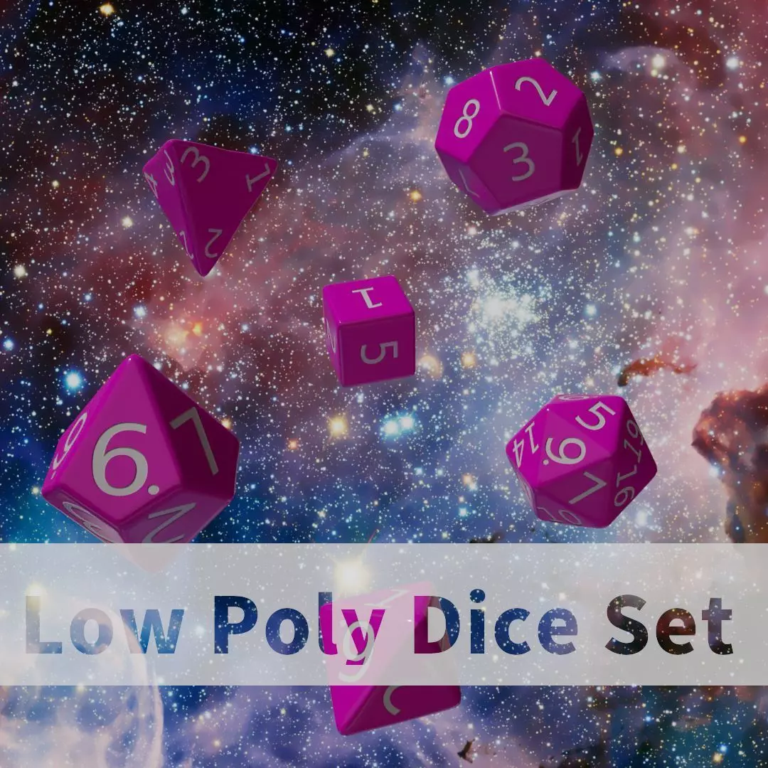 Pink Plastic Dice Set Low-poly 3D model_0