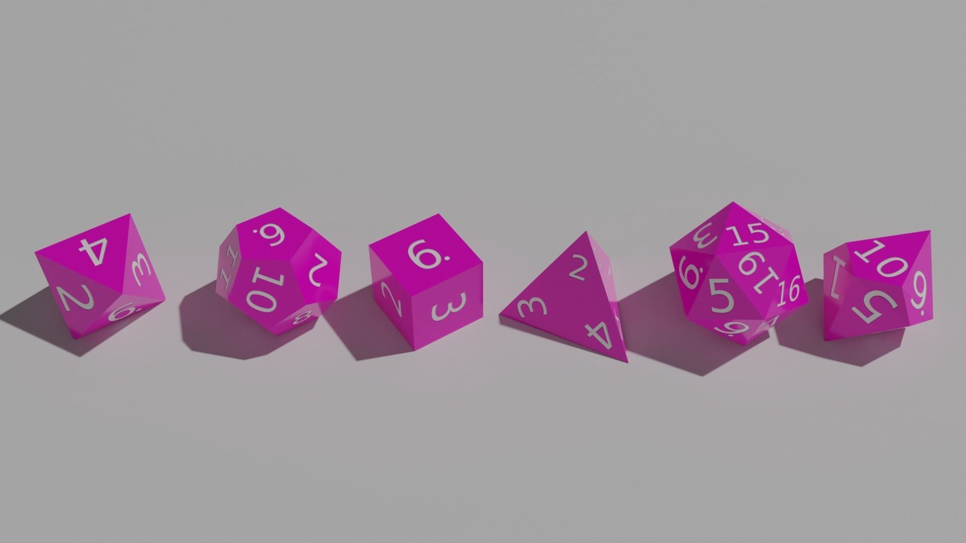 Pink Plastic Dice Set Low-poly 3D model_3
