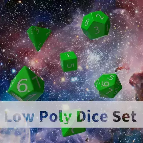 Green Plastic Dice Set Low-poly 3D model