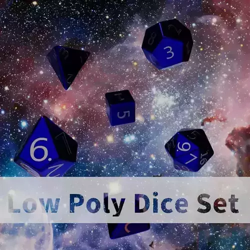 Deep Blue Metal Dice Set Low-poly 3D model