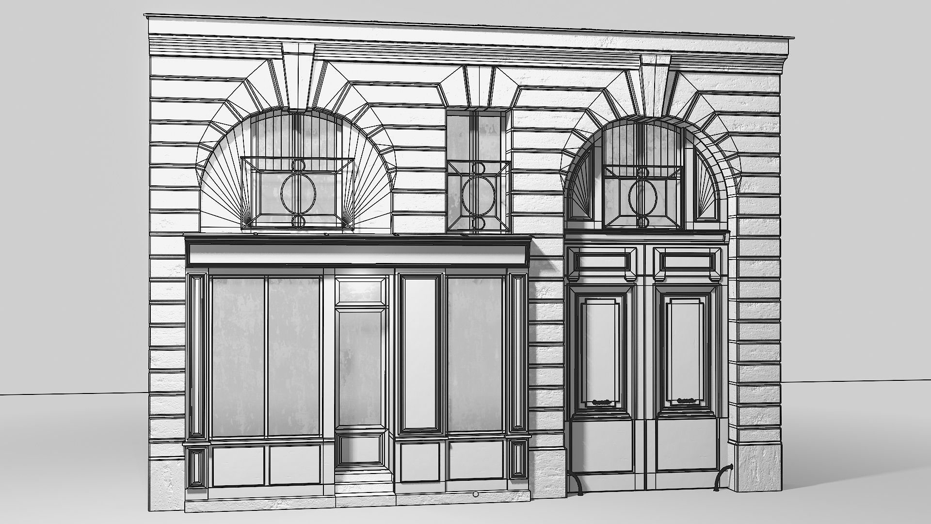 Arched facade with shop 3D model_18