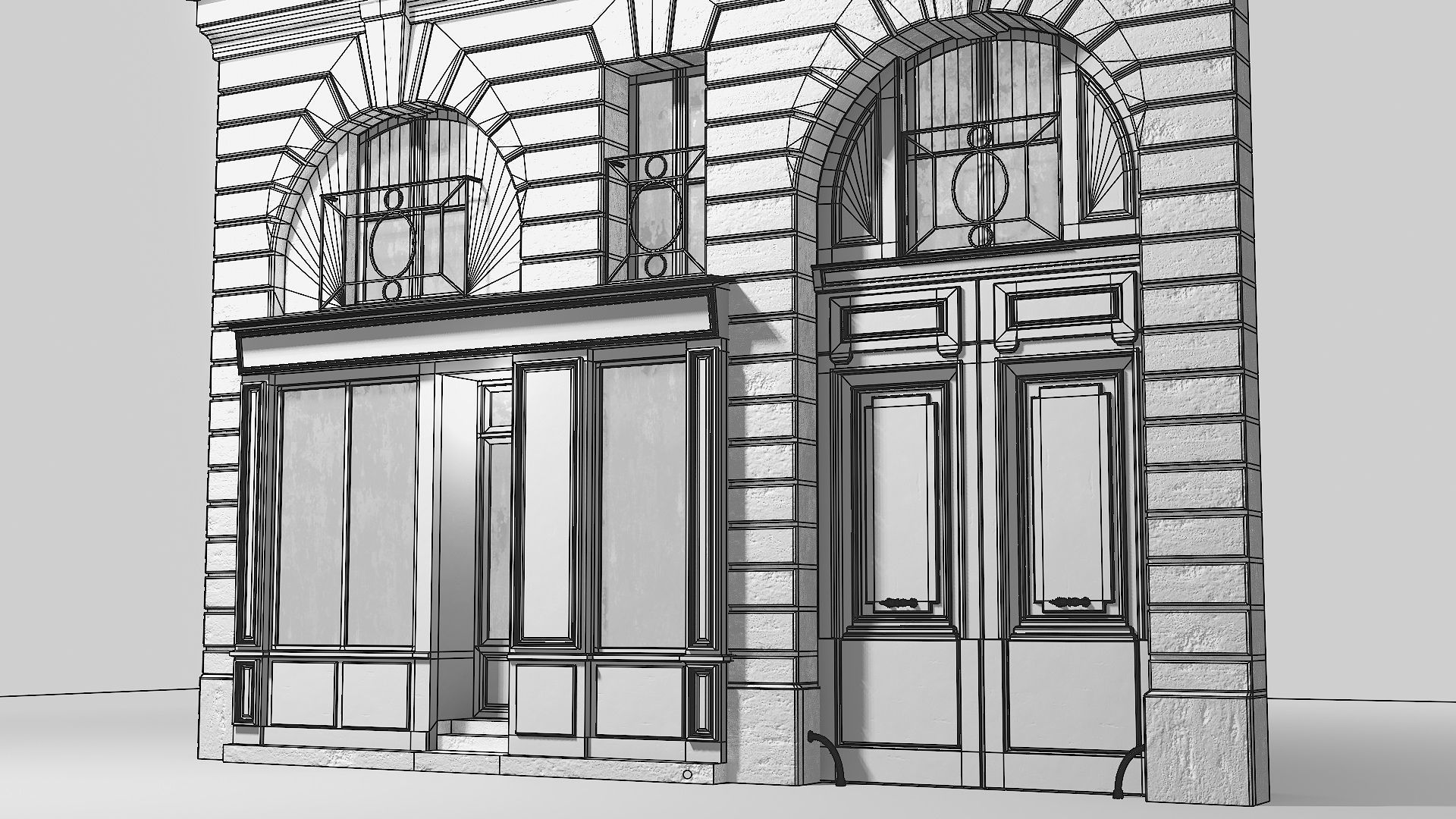 Arched facade with shop 3D model_17