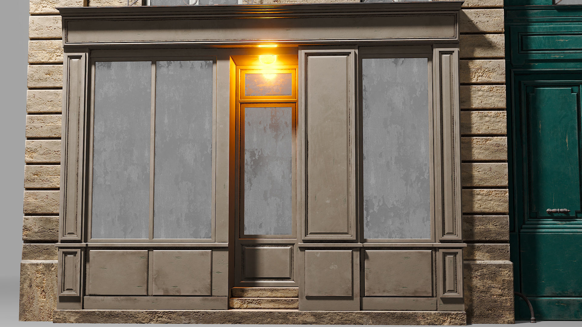 Arched facade with shop 3D model_6