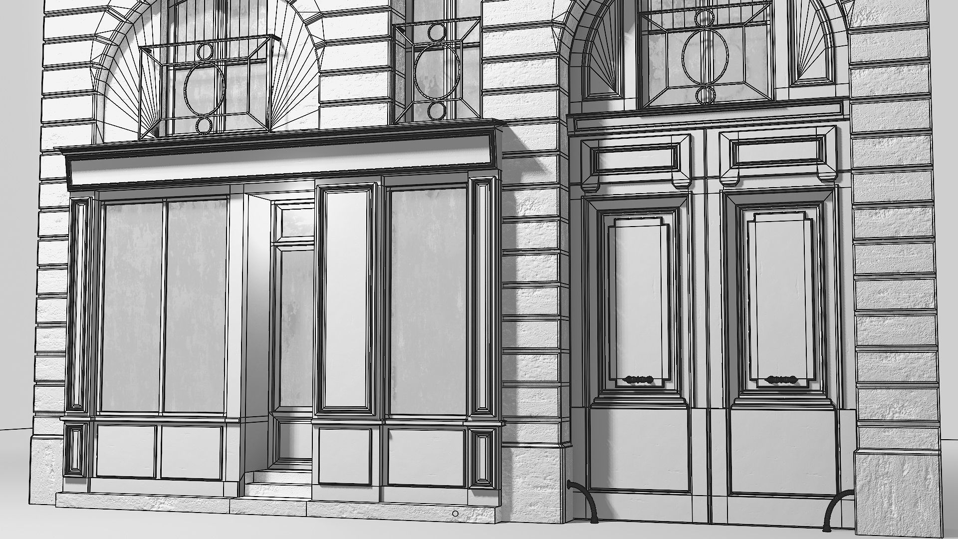 Arched facade with shop 3D model_21