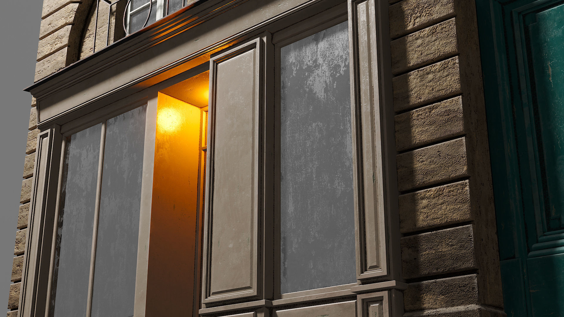 Arched facade with shop 3D model_11