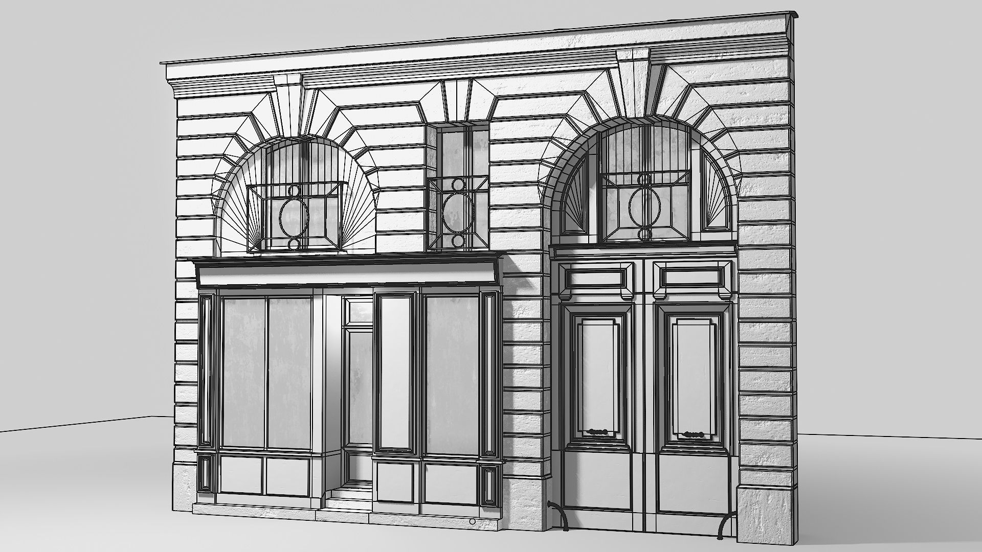 Arched facade with shop 3D model_16