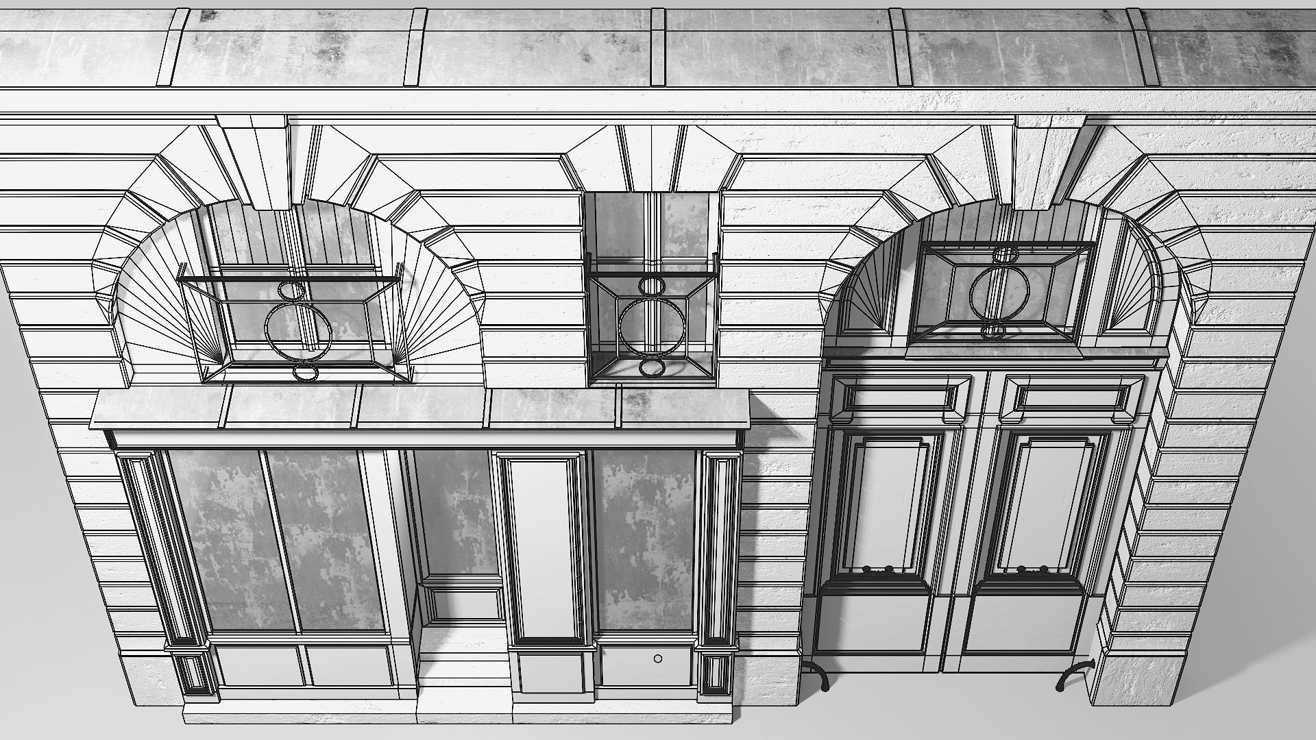 Arched facade with shop 3D model_24