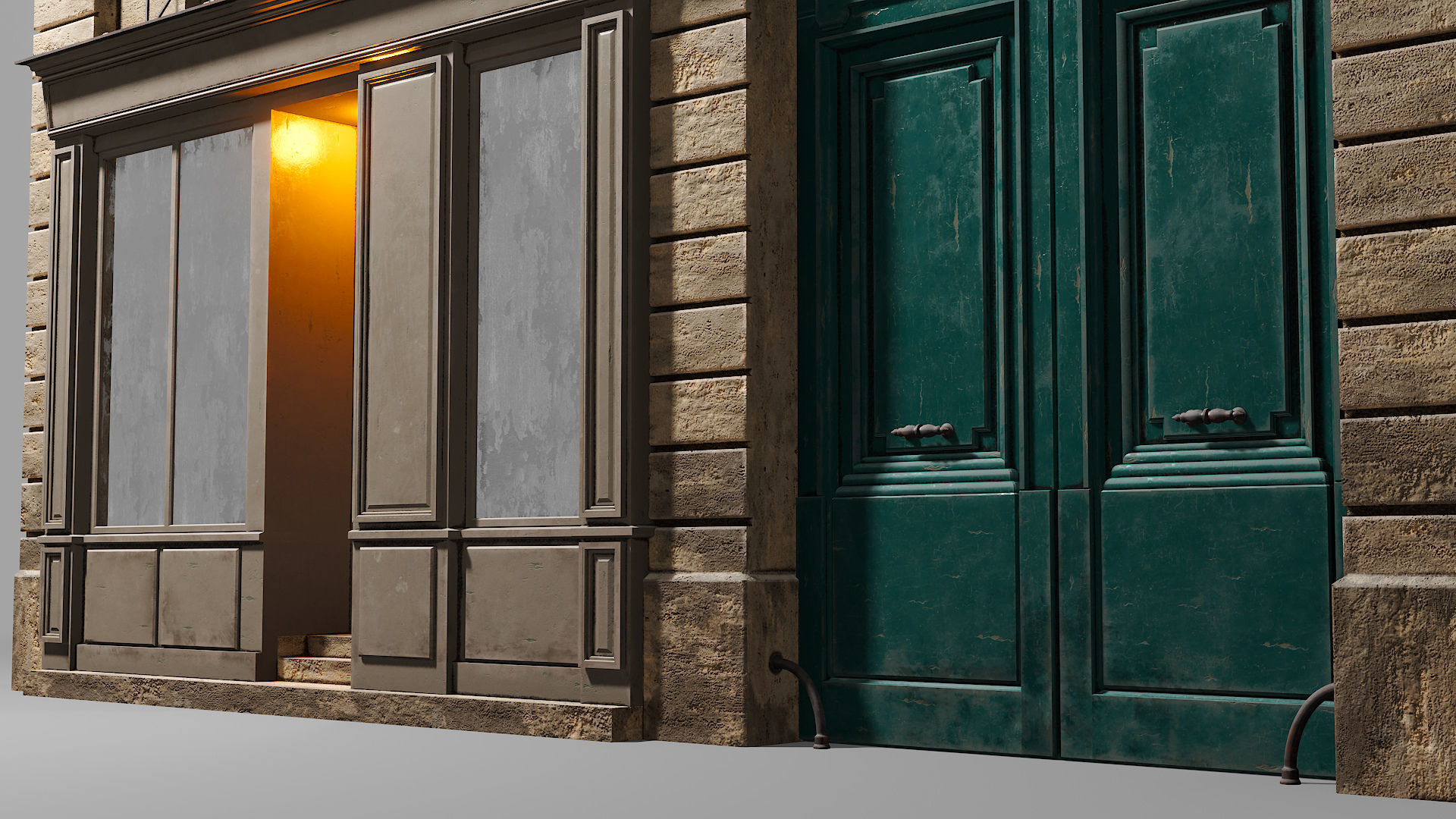 Arched facade with shop 3D model_14