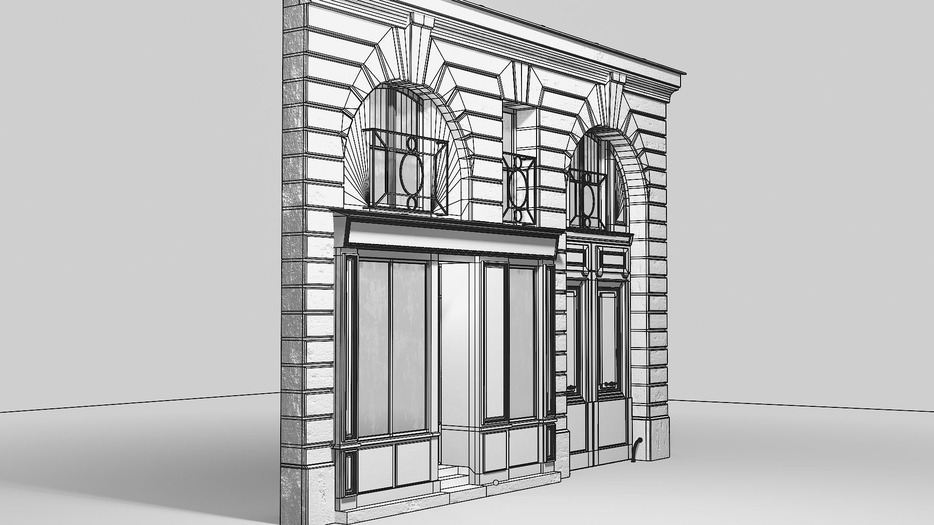 Arched facade with shop 3D model_19