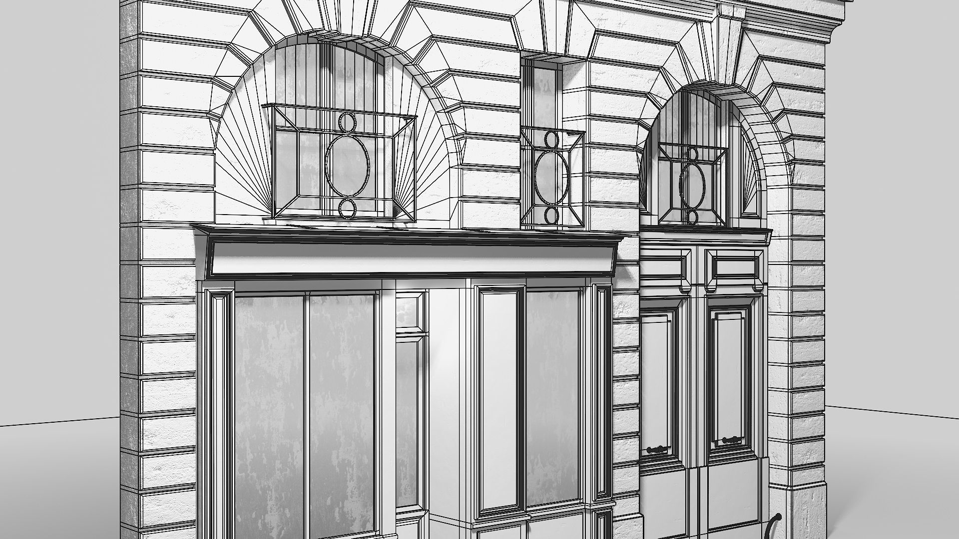 Arched facade with shop 3D model_25